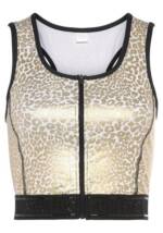 LASCANA ACTIVE Crop-Top -Sporttop mit glänzendem Animalprint und 3D-Schriftzug auf dem Bund