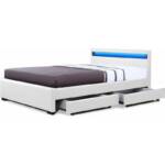 LED-Bett 'Nico' mit 4 Schubladen - 160 × 200 cm - Weiß