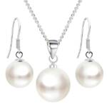 LÖB Ohrring und Ketten Set Damen Schmuckset 925 Silber Perlen-Anhänger Halskette Perlenohrringe (Geschenke für Frauen Freundin zum Geburtstag Weihnachten Weihnachtsgeschenke), Ohrringe Hängend Ohrhänger Kette Set Brautschmuck Braut Hochzeit Weiß