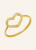 Leaf Ring HERZ aus 18 Karat Gelbgold mit Diamanten