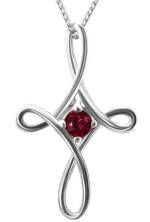 Limana Kreuzkette echter Edelstein Rubin 925 Sterling Silber Kette mit Kreuz Anhänger (inkl. Geschenkdose), Geschenk für Frauen Damen Ehefrau Freundin Mutter