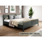 Lomadox - Bett 160 x 200 cm Landhausstil EPSOM-83 in grün mit Lefkas Eiche Nb., b/h/t: ca. 171,5/88,5/211,5 cm