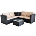 Mucola - xxl PolyRattan Sitzgruppe Garten Sofa Sitzgarnitur Gartenset Schwarz Auflagenbox