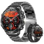 NAIXUES Smartwatch Herren Militär mit LED Taschenlampe Telefonfunktion Smartwatch (4.82 cm/1,9 Zoll, Amoled Display Smart watch) mit Herzfrequenz SpO2 Schlaf-Monitor 24H Gesundheits-Screening, 120 Sportmodi, 5ATM Wasserdicht Fitnessuhr, für Android iOS, 700mAh Akku, 2 Armbänder