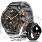 NAIXUES Smartwatch Herren mit Telefonfunktion Smartwatch (3.63 cm/1,43 " Zoll) 100+ Sportmodi, 5ATM Wasserdicht, mit Herzfrequenz Schlafüberwachung SpO2, Fitnessuhr Smart Watch für Android iOS