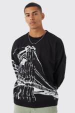 Oversize Pullover Mit Print - Black - L, Black