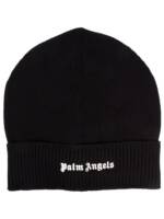 Palm Angels Strickmütze mit Logo - Schwarz