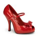 Pin Up Couture CUTIEPIE-08 Pin Up Couture High-Heels Peep-Toe Riemchenpumps rot Lack High-Heel-Stiefel