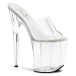 Pleaser FLAMINGO-801 Pleaser High-Heels Plateau Pantoletten transparent Lederi High-Heel-Stiefel