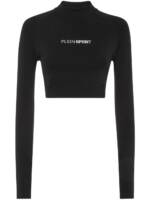 Plein Sport Cropped-Sport-Top mit Reißverschluss - Schwarz