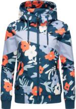 Ragwear Outdoorjacke "Nuggie Block Flower", mit Kapuze, modische Damen Freizeitjacke mit floralem Print