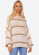 SASSYCLASSY Strickpullover Oversize Pullover Damen aus weichem Grobstrick Lässiger Strickpullover mit weitem Rundhalsausschnitt Made in Italy