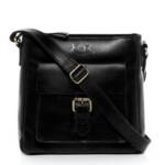 SID & VAIN Schultertasche YALE Umhängetasche Cross-Body Bag echt Leder, Ledertasche Schultertasche Herren Damen Messenger Bag schwarz