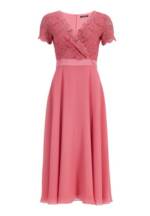 SWING Cocktailkleid - festliches Kleid - Spitzen-Chiffon-Kleid mit Taillenband - Midikleid