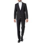 Strellson Herren Anzug schwarz Schurwoll-Stretch Slim Fit