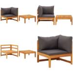 Vidaxl - 2-tlg. Garten-Lounge-Set mit Dunkelgrauen Kissen Akazienholz - Garten-Lounge-Set - Garten-Lounge-Sets - Home & Living - Grau