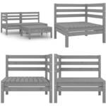 Vidaxl - 3-tlg. Garten-Lounge-Set Massivholz Kiefer Grau - Garten-Lounge-Set - Garten-Lounge-Sets - Home & Living - Grau