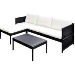 Vidaxl - 3-tlg. Garten-Lounge-Set mit Kissen Poly-Rattan Schwarz