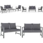 Vidaxl - 4-tlg. Garten-Lounge-Set mit Auflagen Massivholz Akazie - Garten-Lounge-Set - Garten-Lounge-Sets - Home & Living - Grau