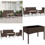 Vidaxl - 4-tlg. Garten-Lounge-Set mit Kissen Braun Poly Rattan - Garten Lounge Set - Garten Lounge Sets - Home & Living - Braun