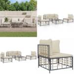 Vidaxl - 5-tlg. Garten-Lounge-Set mit Kissen Anthrazit Poly Rattan - Garten Lounge Set - Garten Lounge Sets - Home & Living - Anthrazit