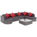 Vidaxl - 8-tlg. Garten-Lounge-Set mit Kissen Poly Rattan Grau