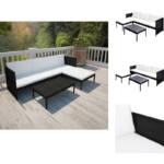 Vidaxl - Gartenmöbel-Sets - Living 3-tlg. Garten-Lounge-Set mit Kissen Poly-Rattan Schwarz - Schwarz