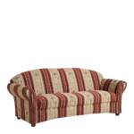 Wohnzimmer Couch Landhaus mit Streifenmuster Rot - Beige