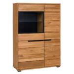 Wohnzimmer Highboard in Eichefarben Glastür