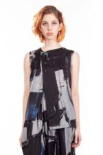 Y's Yohji Yamamoto Damen Bluse asymetrisch Print multicolor