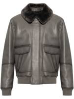 Yves Salomon Lederjacke mit Shearling-Kragen - Grau