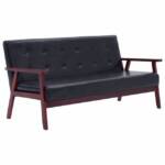 vidaXL Sofa 3-Sitzer-Sofa Schwarz Kunstleder Couch