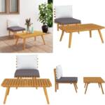 2-tlg. Garten-Lounge-Set mit Kissen Massivholz Akazie - Garten-Lounge-Set - Garten Lounge - Sets - Home & Living