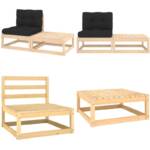 2-tlg. Garten-Lounge-Set mit Kissen Massivholz Kiefer - Garten-Lounge-Set - Garten-Lounge-Sets - Home & Living