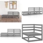 3-tlg. Garten-Lounge-Set Grau Massivholz Kiefer - Garten-Lounge-Set - Garten-Lounge-Sets - Home & Living