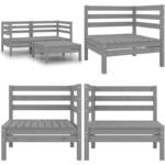 3-tlg. Garten-Lounge-Set Massivholz Kiefer Grau - Garten-Lounge-Set - Garten-Lounge-Sets - Home & Living