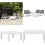 3-tlg. Garten-Lounge-Set mit Kissen Kunststoff Weiß - Garten-Lounge-Set - Garten-Lounge-Sets - Home & Living