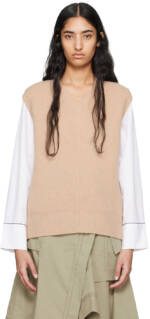 3.1 Phillip Lim Beige Oversized Knit Vest Shirt