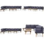 8-tlg. Garten-Lounge-Set mit Kissen Massivholz Akazie - Garten-Lounge-Set - Garten-Lounge-Sets - Home & Living - Braun