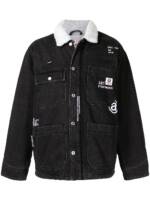 AAPE BY *A BATHING APE® Jeansjacke mit Faux-Shearling-Kragen - Schwarz