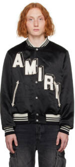 AMIRI Black Appliqué Bomber Jacket