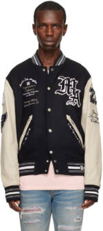 AMIRI Black Oversized Varsity Bomber Jacket