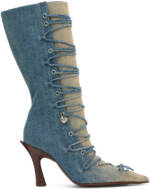 Acne Studios Blue Lace-Up Heel Boots