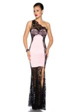 Atixo Abendkleid Abendkleid mit Spitze Maxikleid langes Partykleid rosa schwarz