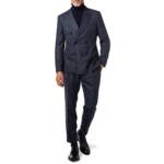 BOSS Black Herren Anzug blau Schurwolle meliert Slim Fit