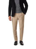 BOSS Black Herren Bundfaltenhose beige Baumwolle