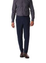 BOSS Black Herren Bundfaltenhose blau Baumwolle