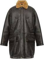 Balenciaga Lederjacke mit Shearling-Kragen - Braun