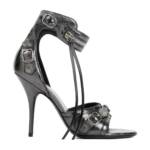 Balenciaga Sandalen & Sandaletten - Steel Grey Silver Sheep Leather Cagole H110 Sandal - Gr. 37 (EU) - in Grau - für Damen