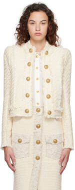 Balmain Beige Fringed Blazer